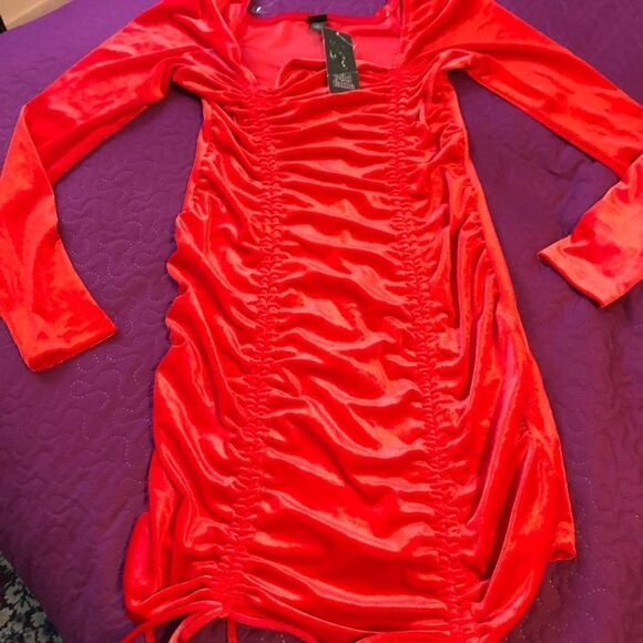 Bodycon Dress Long Sleeve Velvet Ruched Women's Wild Fable. Y2K - Picture 4 of 12